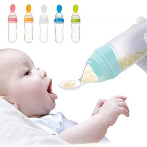 Infant Baby Silicone Feeding Bottle with Spoon