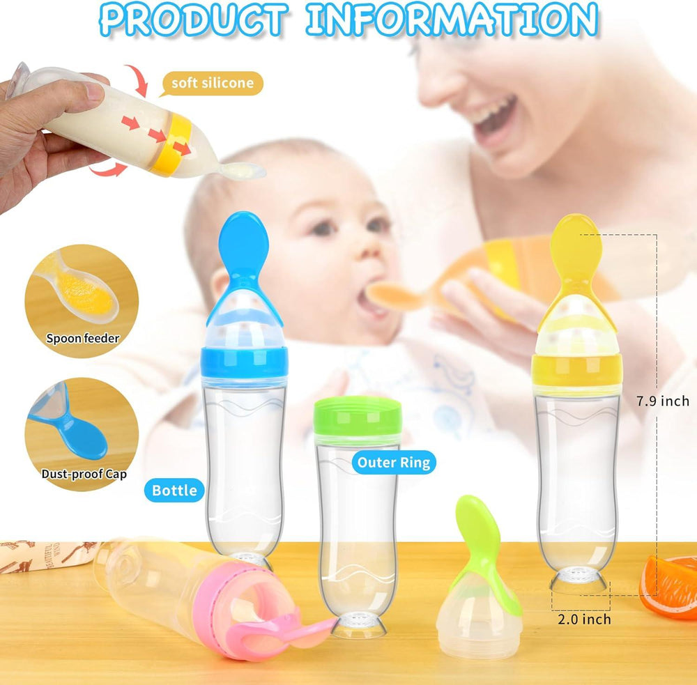 Infant Baby Silicone Feeding Bottle with Spoon