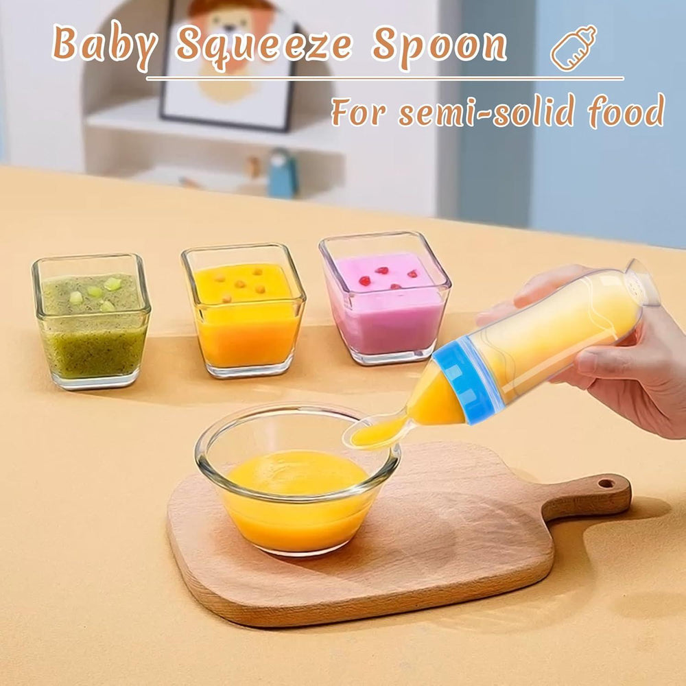 Infant Baby Silicone Feeding Bottle with Spoon