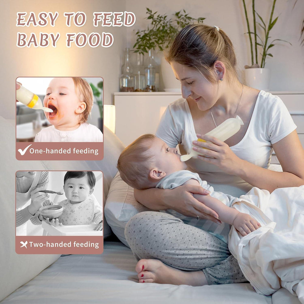 Infant Baby Silicone Feeding Bottle with Spoon