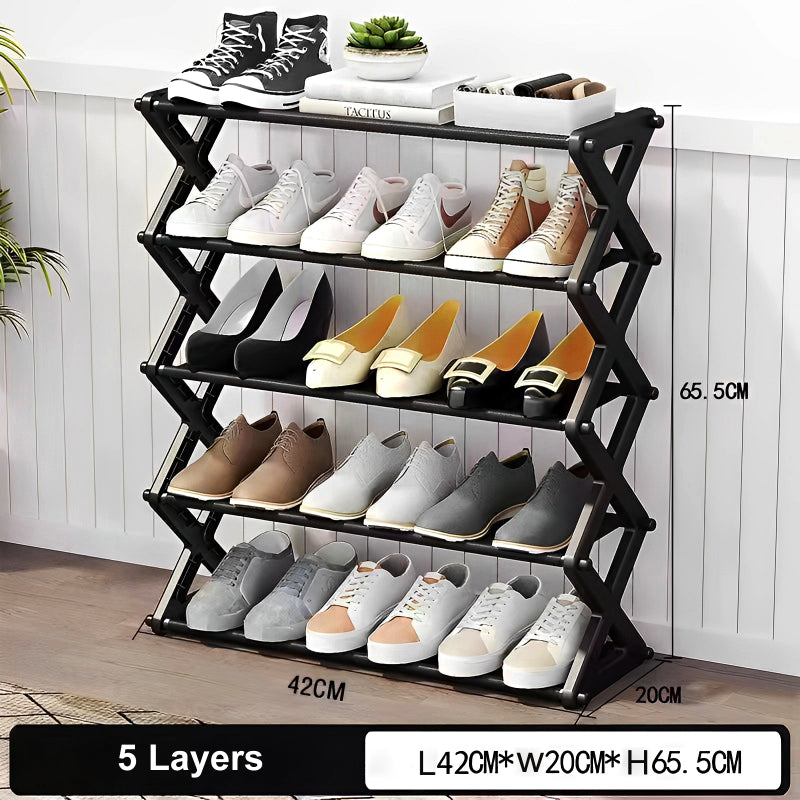 5-Layer X-Type Foldable Shoe Organizer Stand