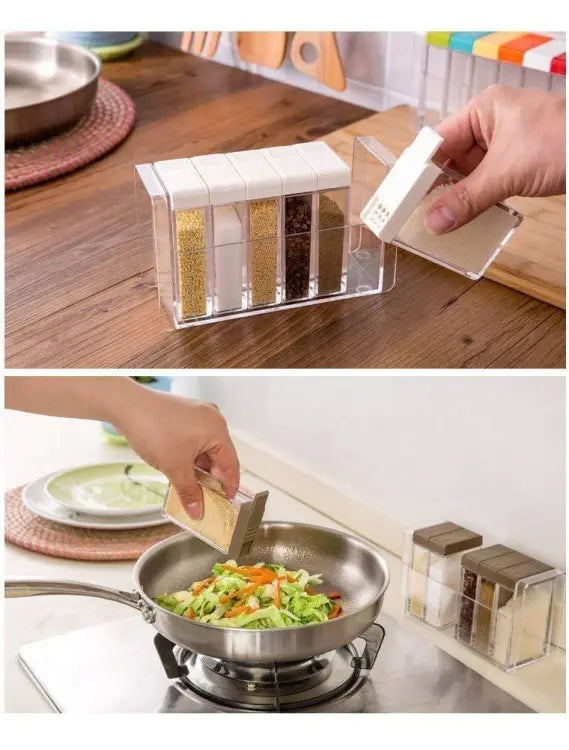 Spice Jars Dispenser Masala Rack – Set of 6