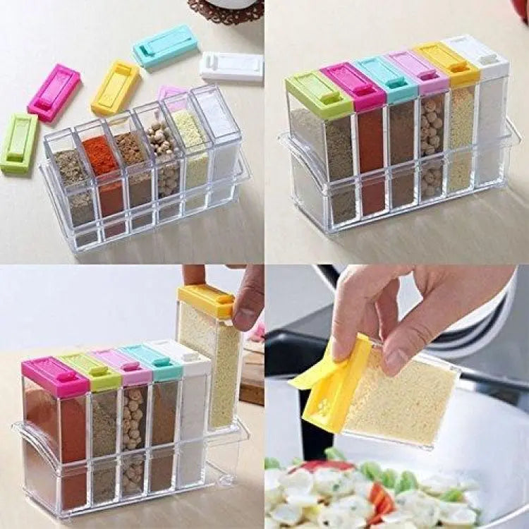 Spice Jars Dispenser Masala Rack – Set of 6