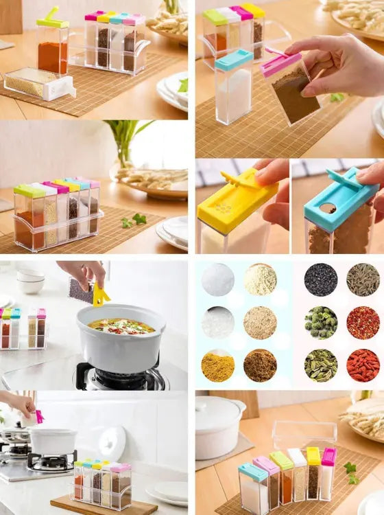 Spice Jars Dispenser Masala Rack – Set of 6