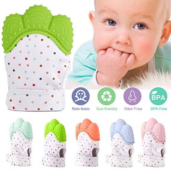 BABY SILICONE TEETHING MITTEN GLOVES
