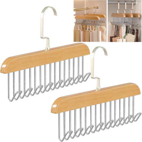 8-Hook Multi-Function Wooden Storage Rack