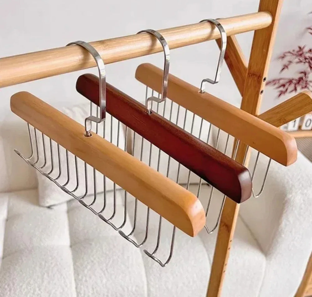 8-Hook Multi-Function Wooden Storage Rack