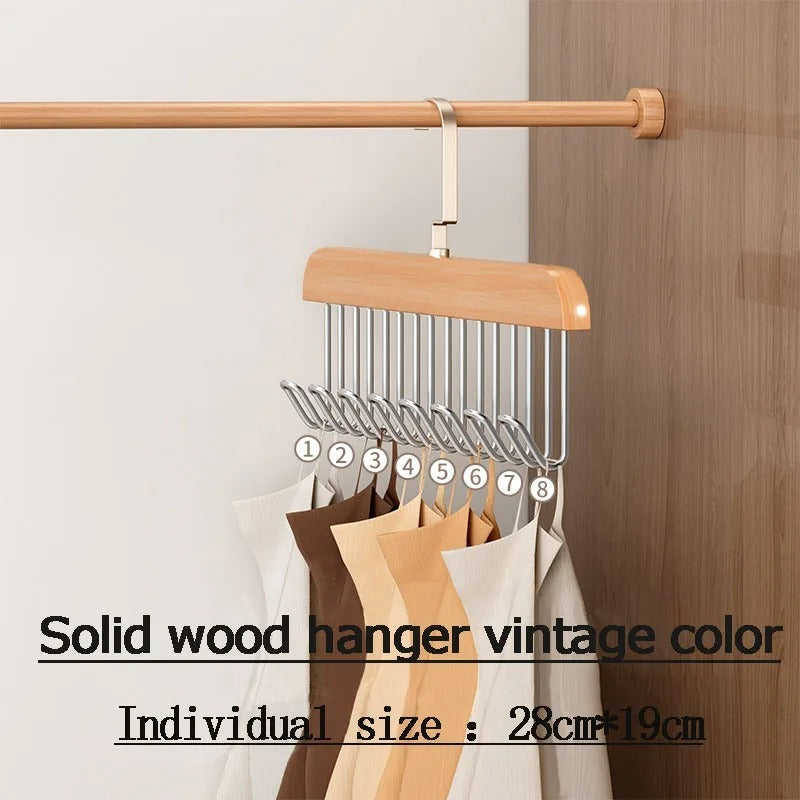 8-Hook Multi-Function Wooden Storage Rack