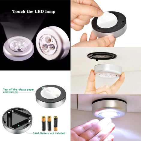 Mini Wireless 3 LED Push Touch Wall Light