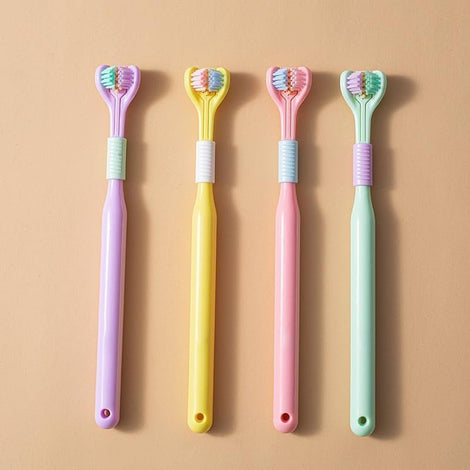 Three-Sided V-Shaped Toothbrush