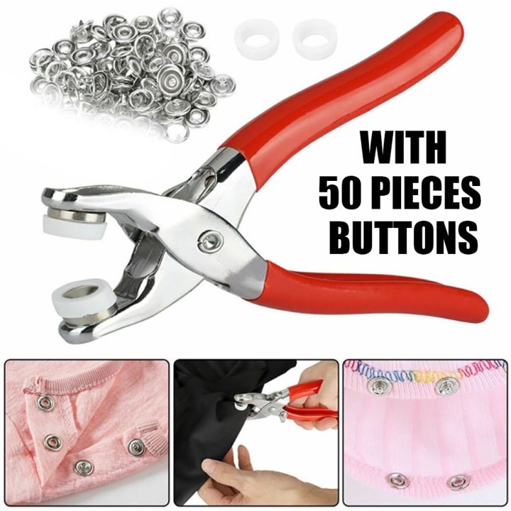 Snap Fastener Pliers with 50 Buttons Set