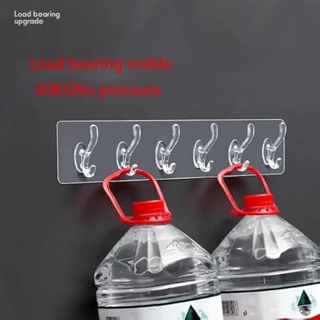 6 transparent self-adhesive hooks