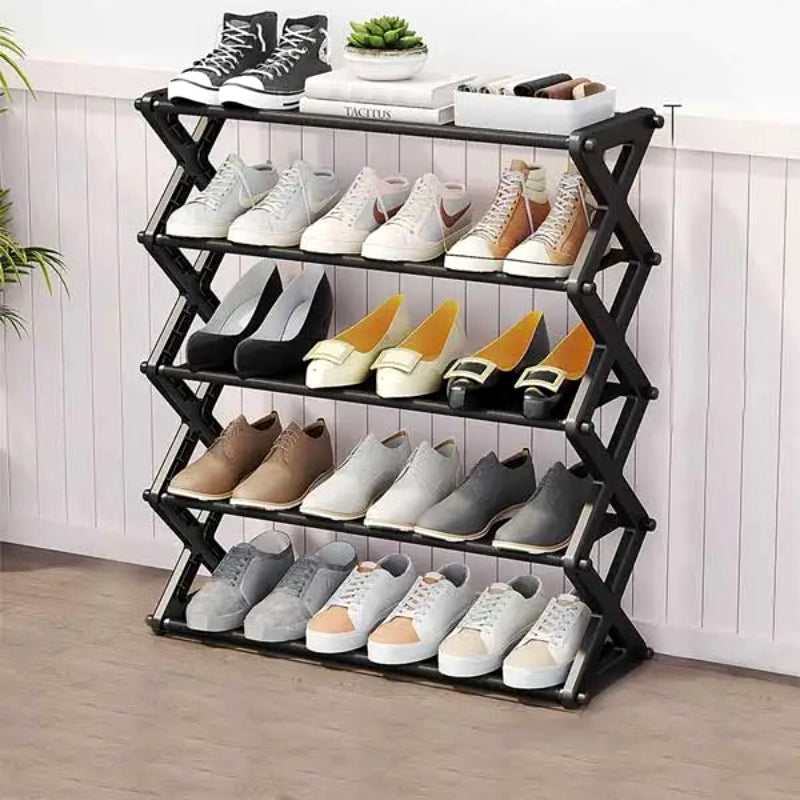 5-Layer X-Type Foldable Shoe Organizer Stand