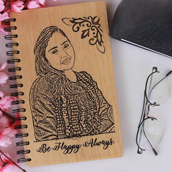 Personalised Wooden Diary With Photo / Name