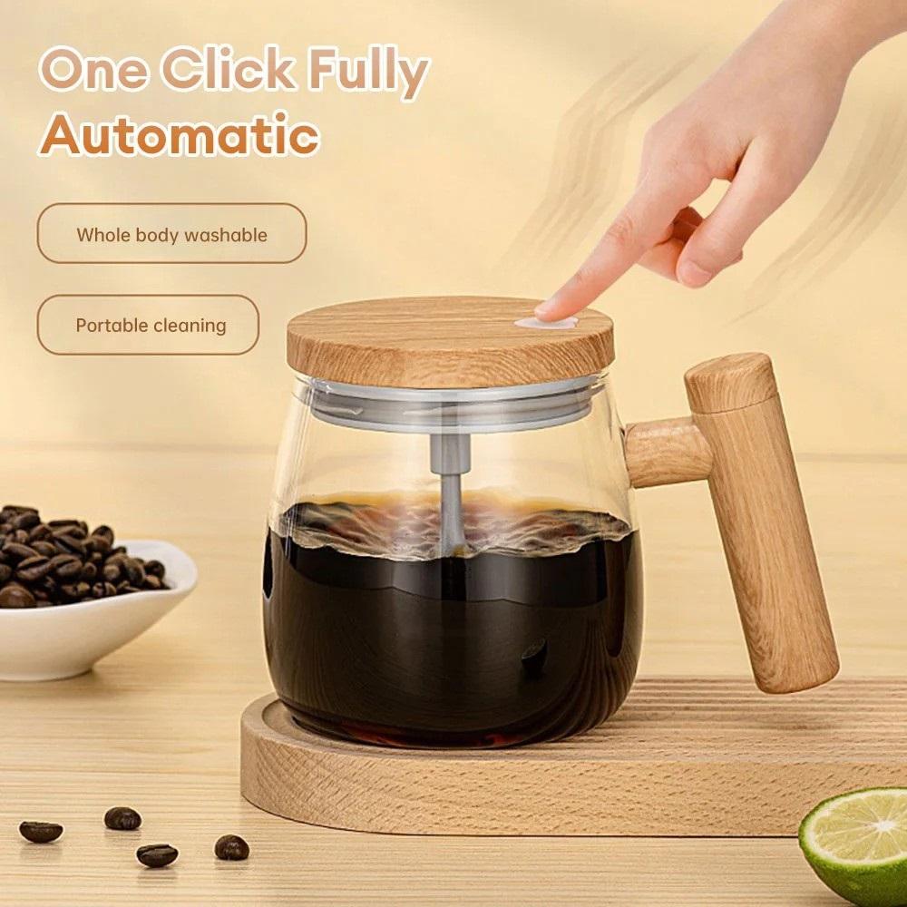 Wooden Design Automatic Self-Stirring Coffee Mug
