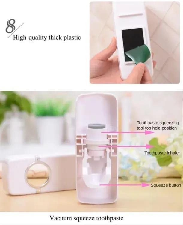 Touch-Free Toothpaste Dispenser with Wall Brush Holder