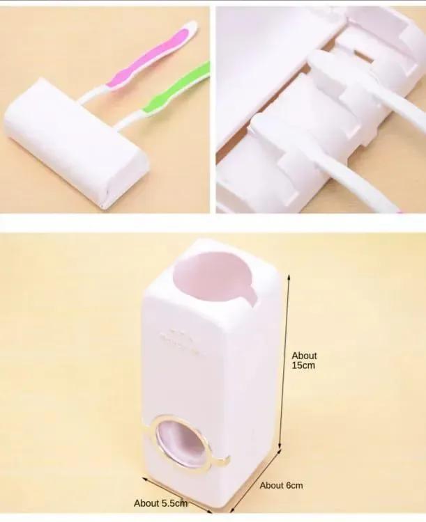 Touch-Free Toothpaste Dispenser with Wall Brush Holder