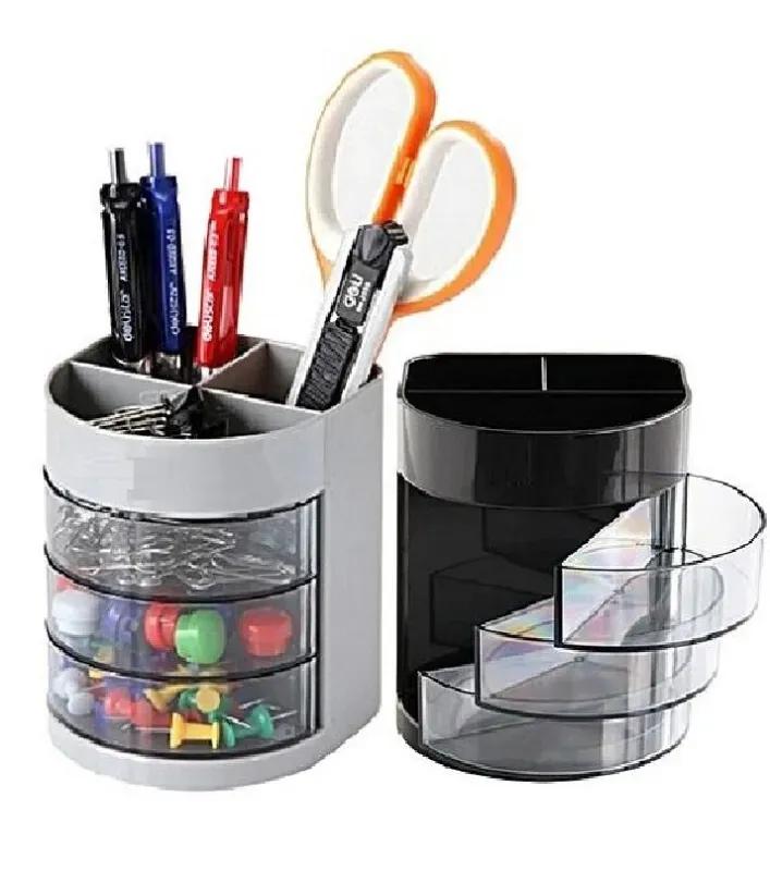 Stylish Multi-Drawer Desk Organizer Black Transparent
