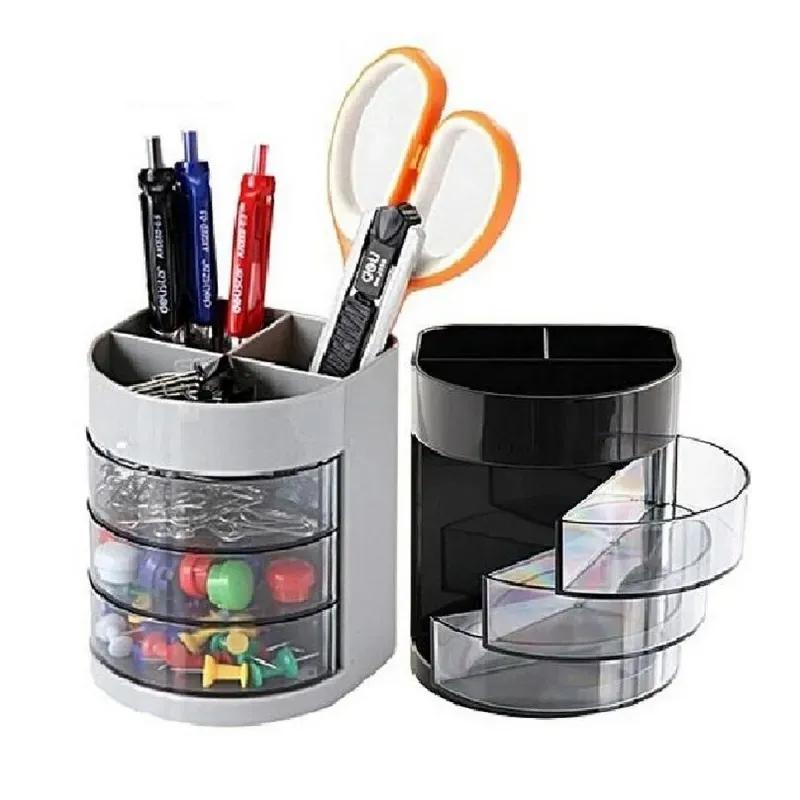 Stylish Multi-Drawer Desk Organizer Black Transparent