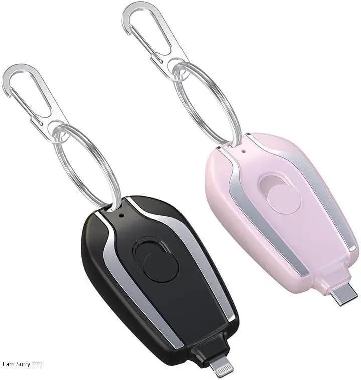 USB-C Keychain Power Bank Black Pink ABS