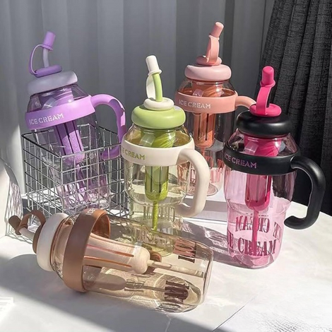 Ice Cream Water Bottle with Straw