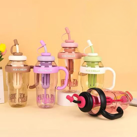 Ice Cream Water Bottle with Straw